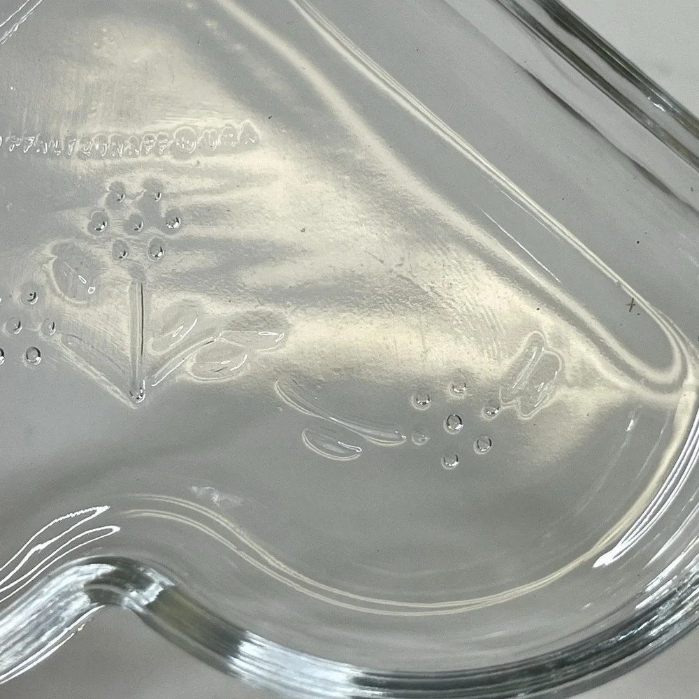 Pfaltzgraff Blossom Embossed‎ Heart Shaped Relish Tray Clover Leaf Clear Glass